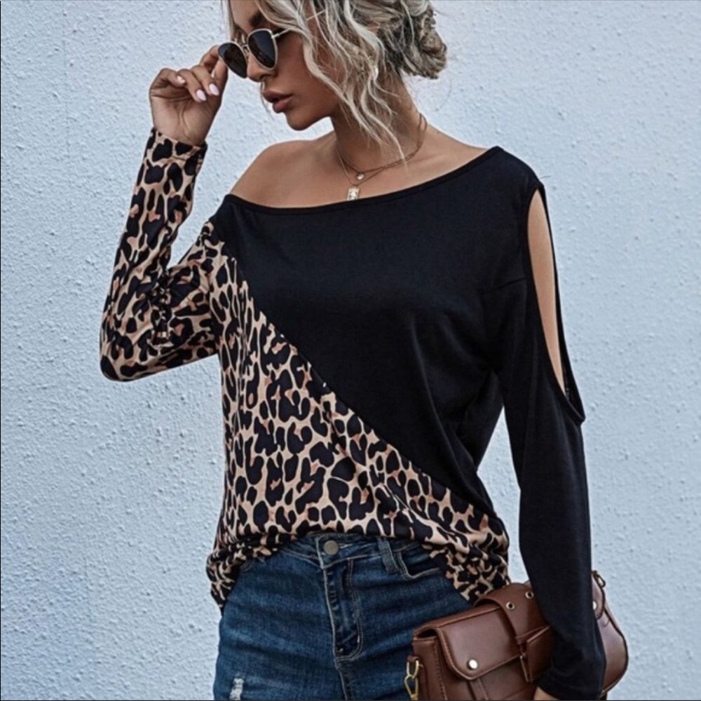 💃🏻SOPHIA Black leopard Cut out shoulder - Picture 10 of 11